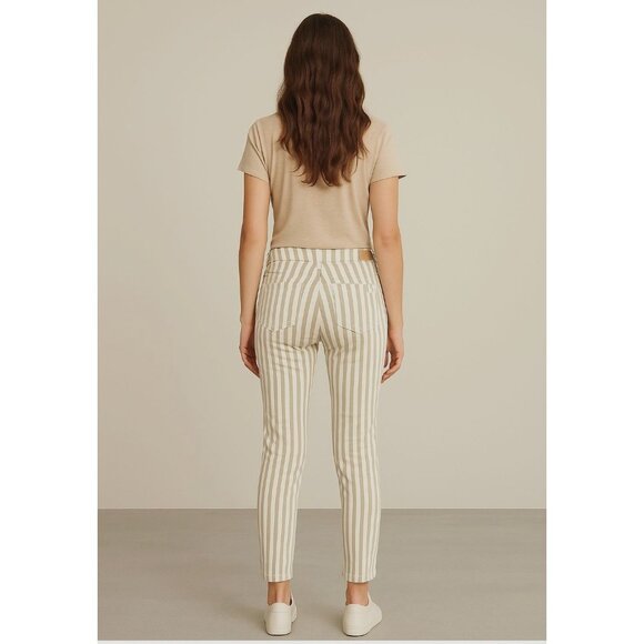 Paige Verdugo Ankle Skinny Jeans Womens Gray/White Striped Stretch Size 26 - Picture 2 of 16